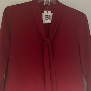 Anne Klein Top, women’s blouse V-Neck Tie Front blouse NWT